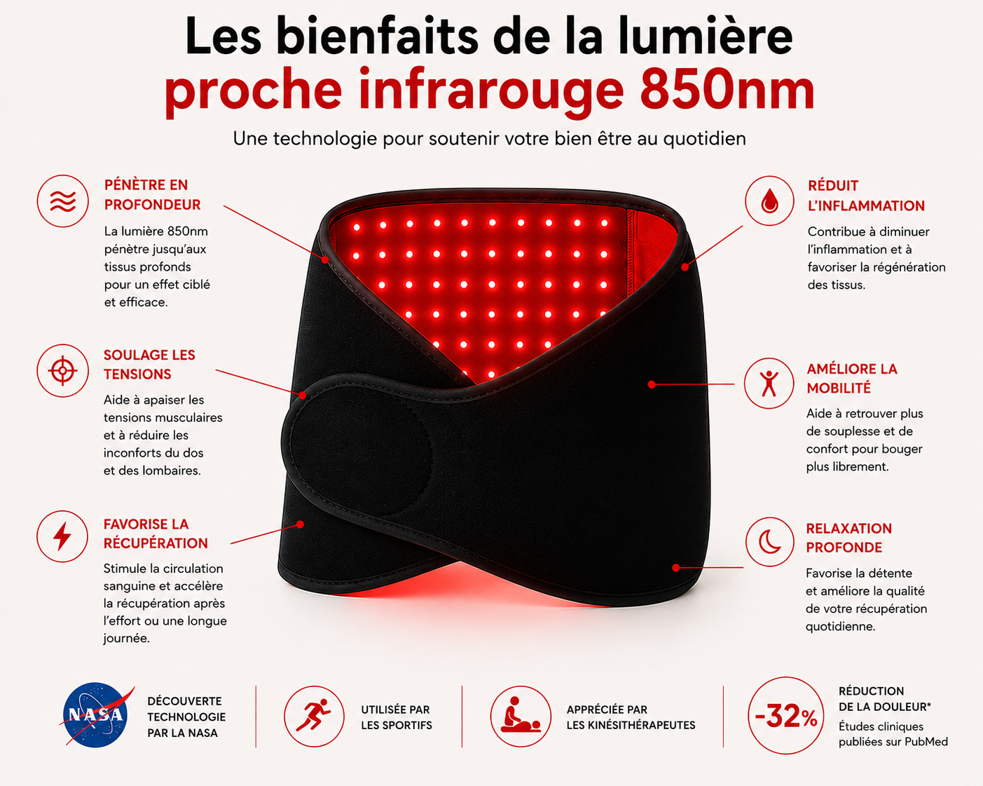 Wrap lumière rouge + E - book: exercices guidés renforcement